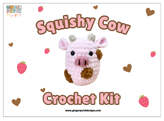 Strawberry Chocolate Squishy Cow Crochet Kit