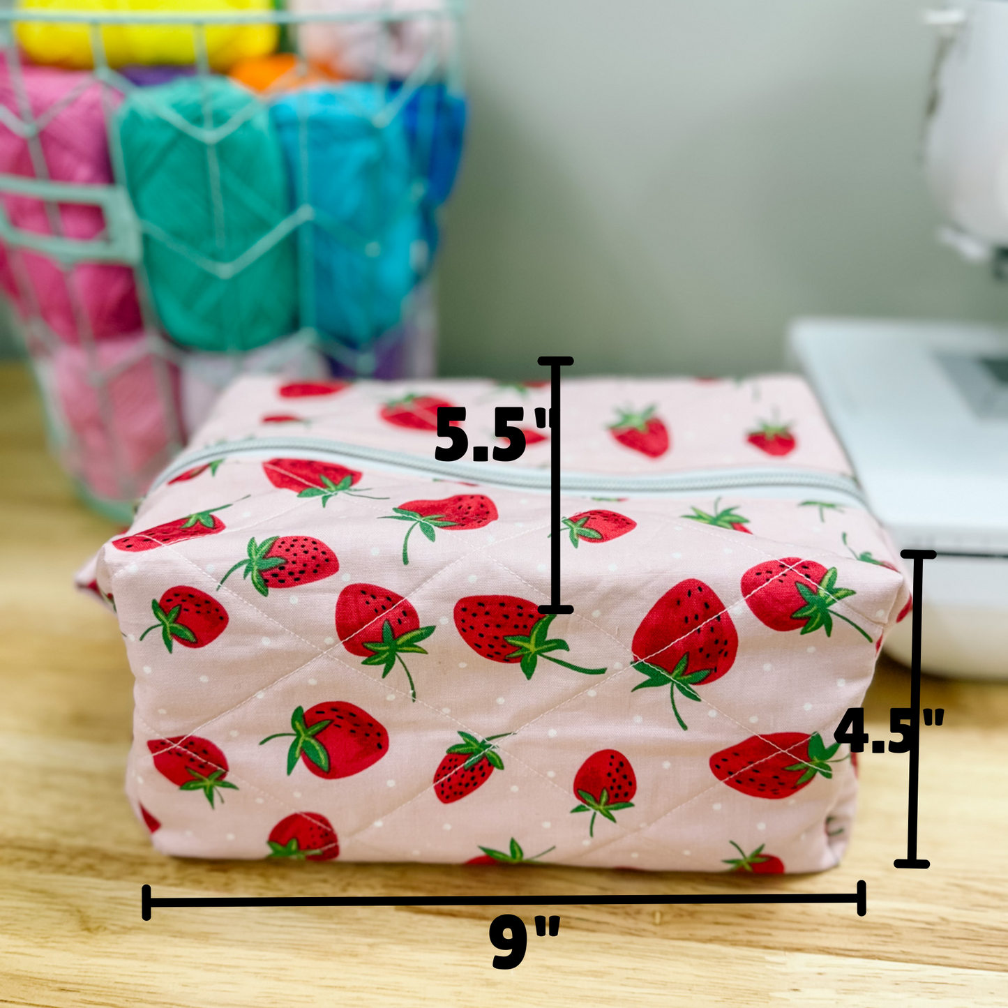 Pink Strawberry Quilted Bow Bag