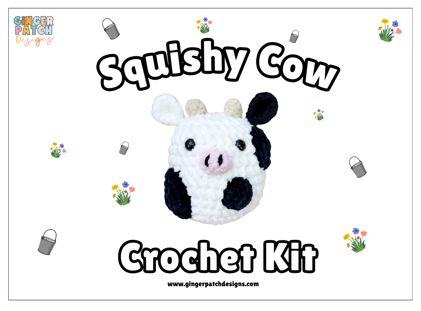 Black & White Squishy Cow Crochet Kit