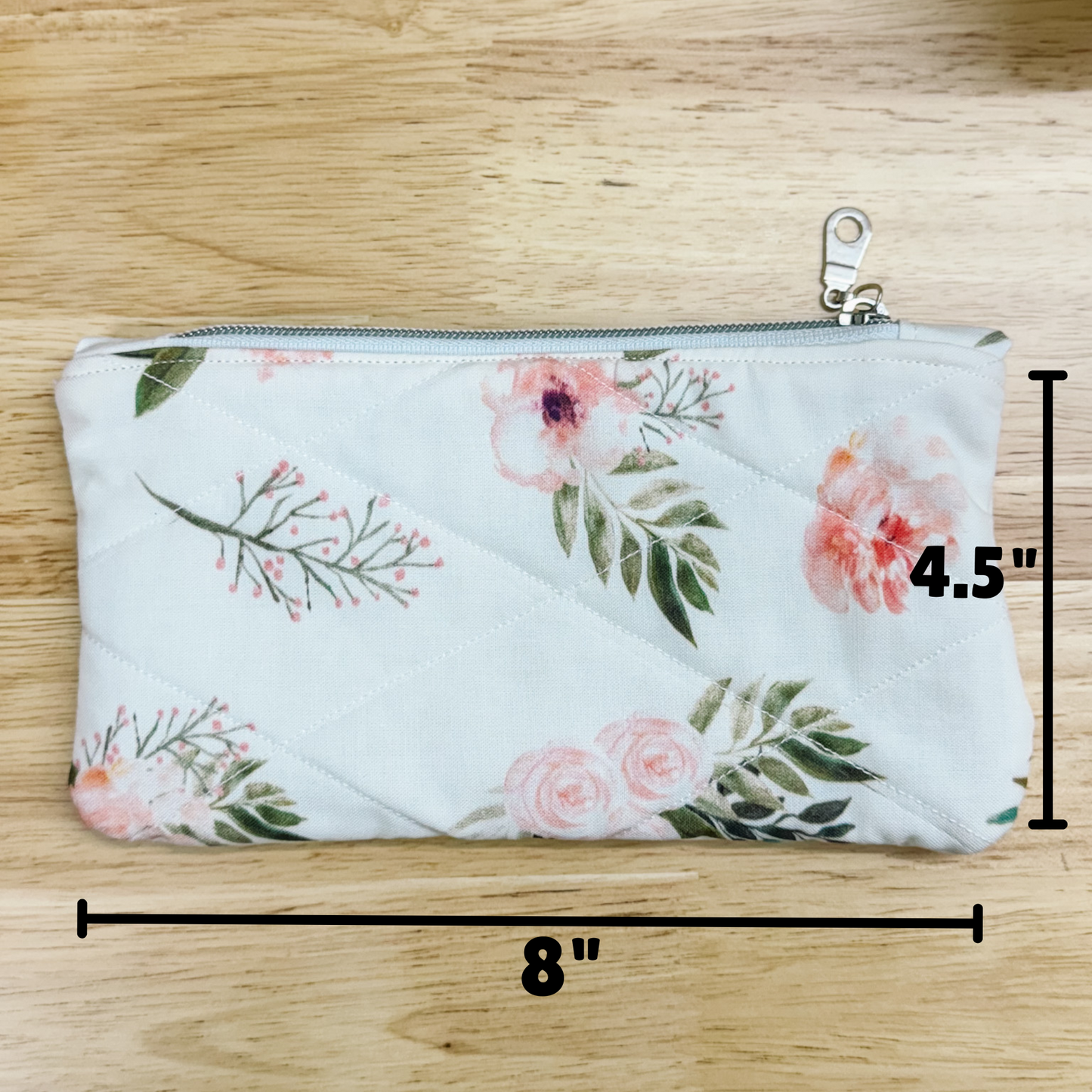 Boho Floral Blush Flat Quilted Bow Pouch