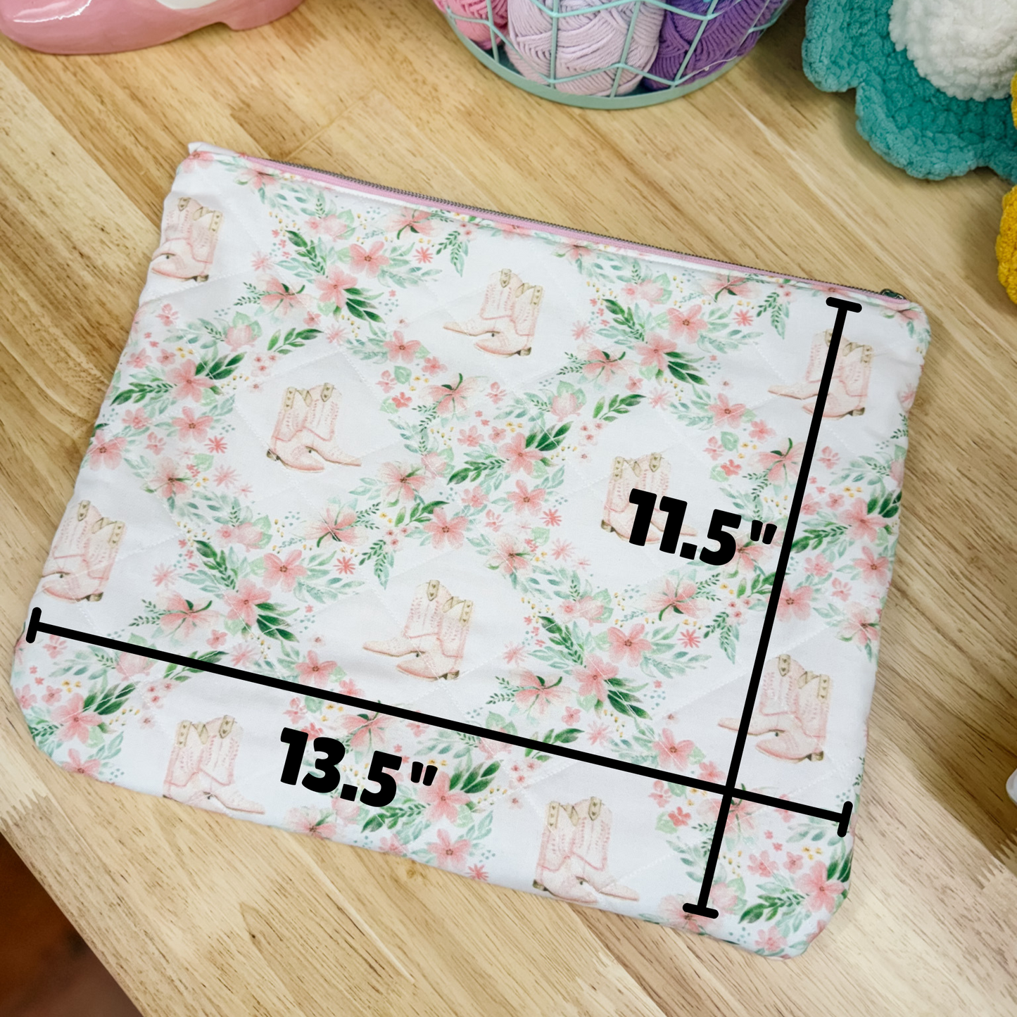 Pink Cowboy Boots Floral Quilted Laptop Sleeve