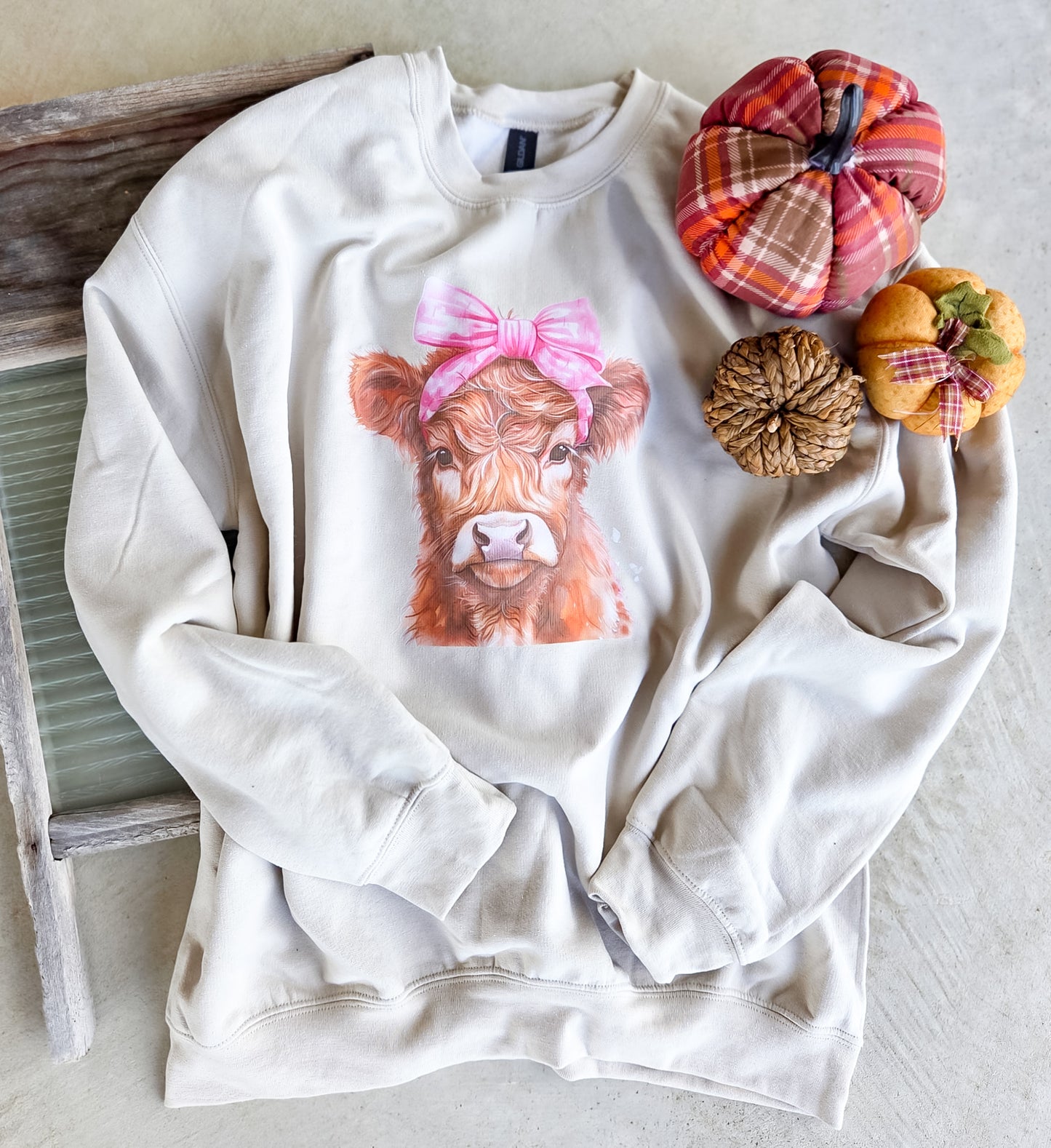 Highland Cow Pink Bow Sweatshirt