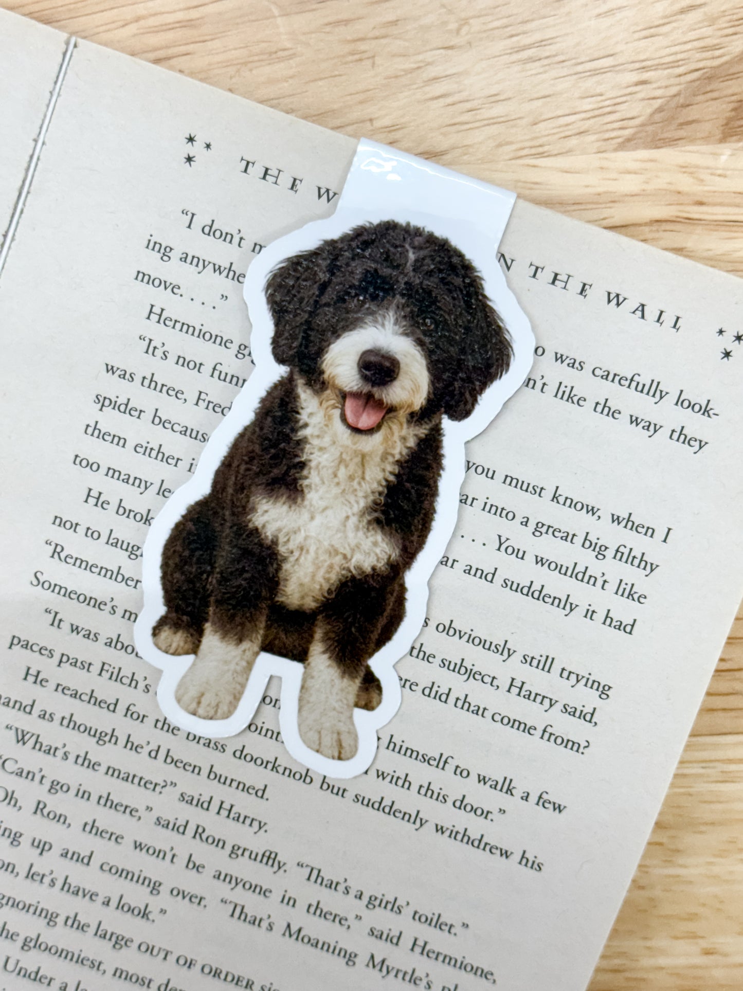 Black & White Bernedoodle Magnetic Bookmark