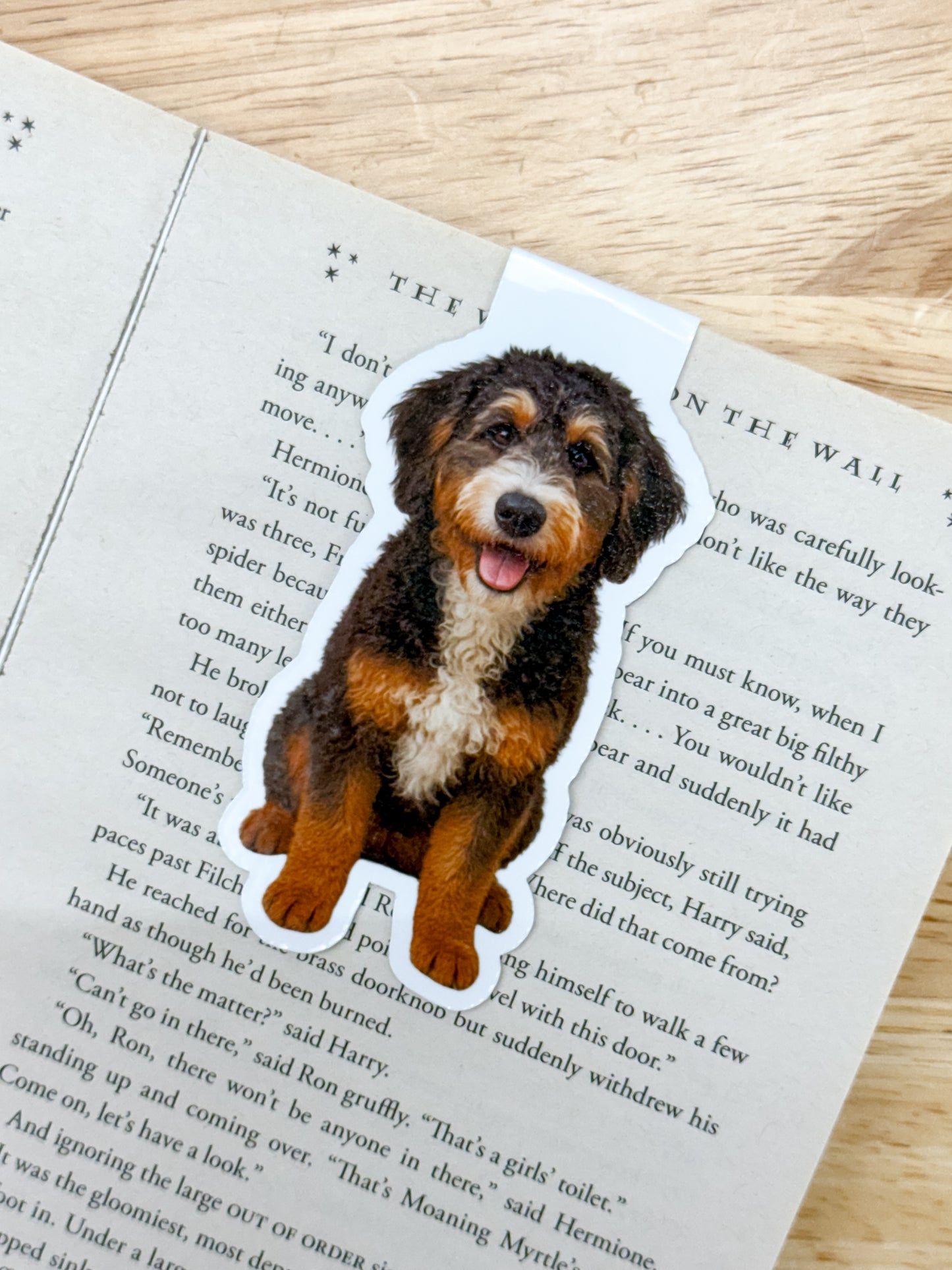 Brown Black Bernedoodle Magnetic Bookmark