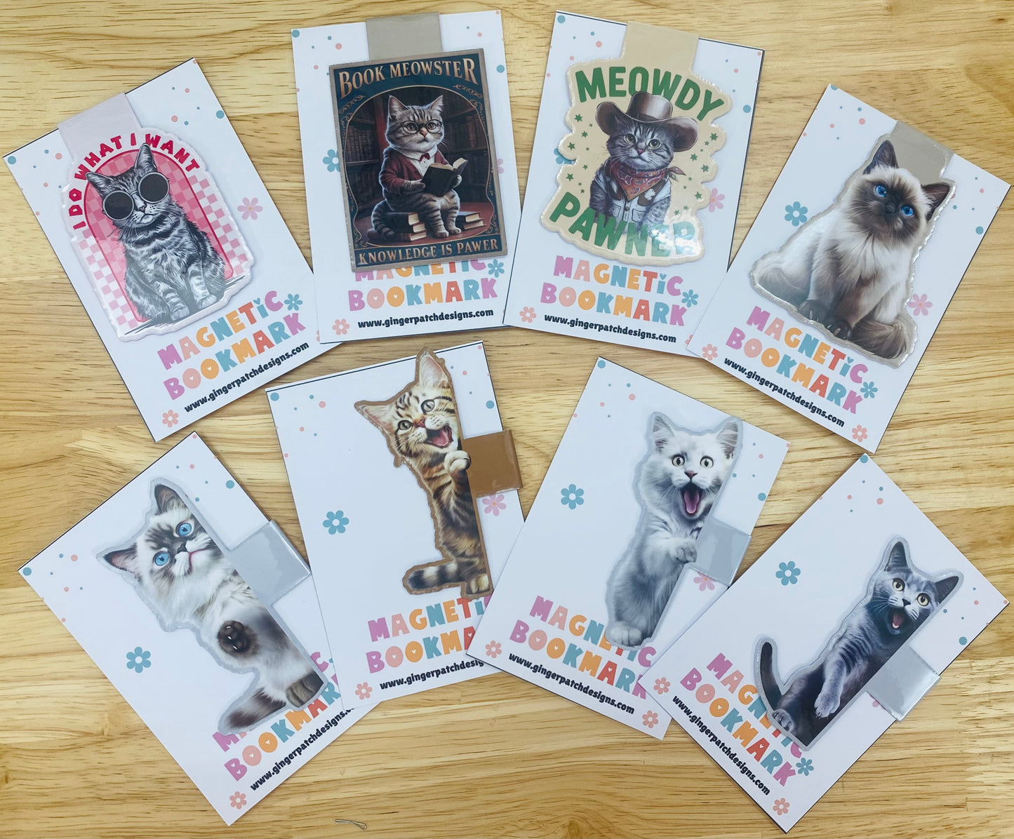 Meowdy Pawner Magnetic Bookmark, Funny Cat Bookmarks