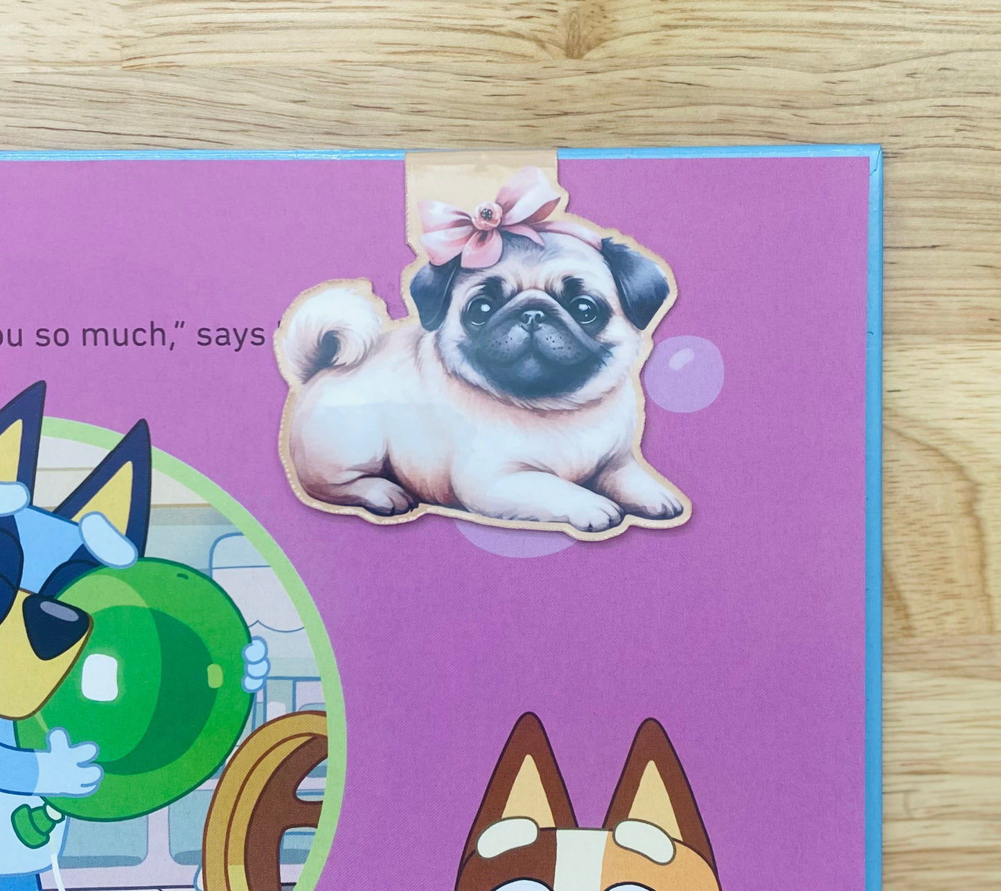 Pug with Bow Magnetic Bookmark, Dog Bookmarks