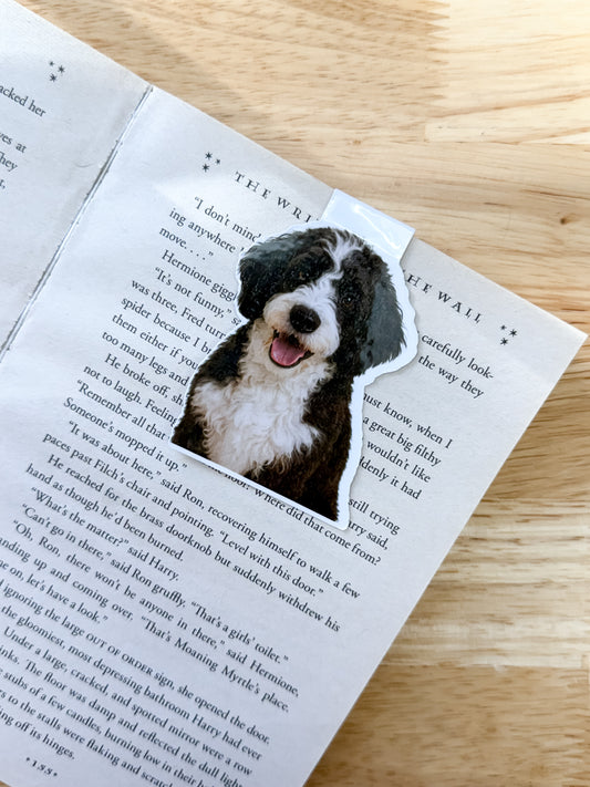 Bernedoodle Black White Magnetic Bookmark