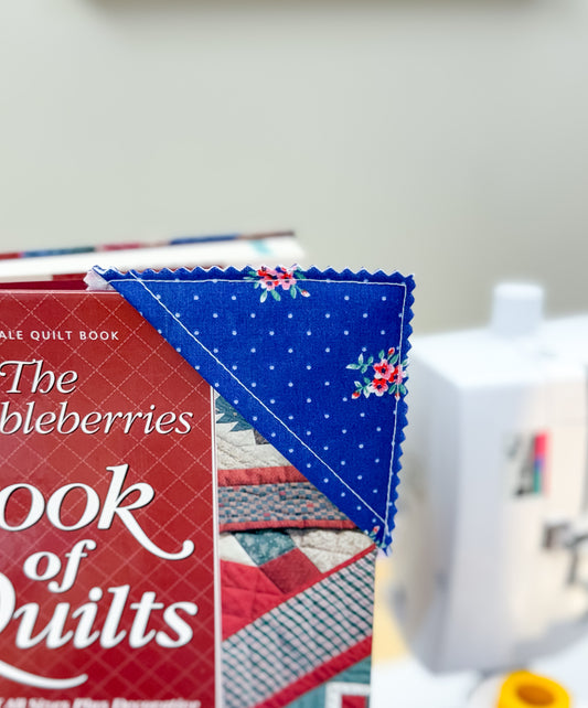 Pink Plaid & Blue Floral Raw Edge Corner Bookmarks