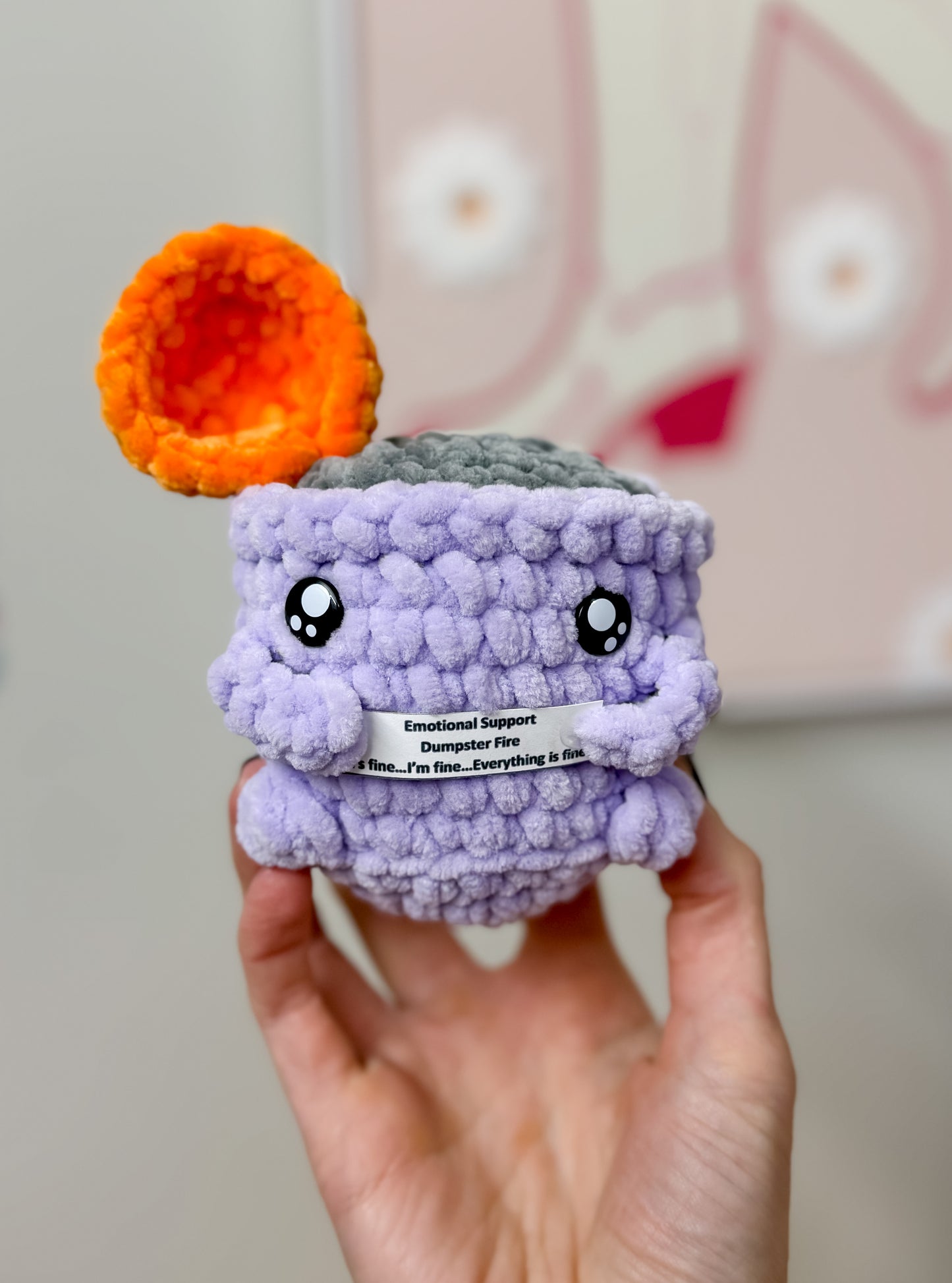 Purple Dumpster Fire Crochet Plushie