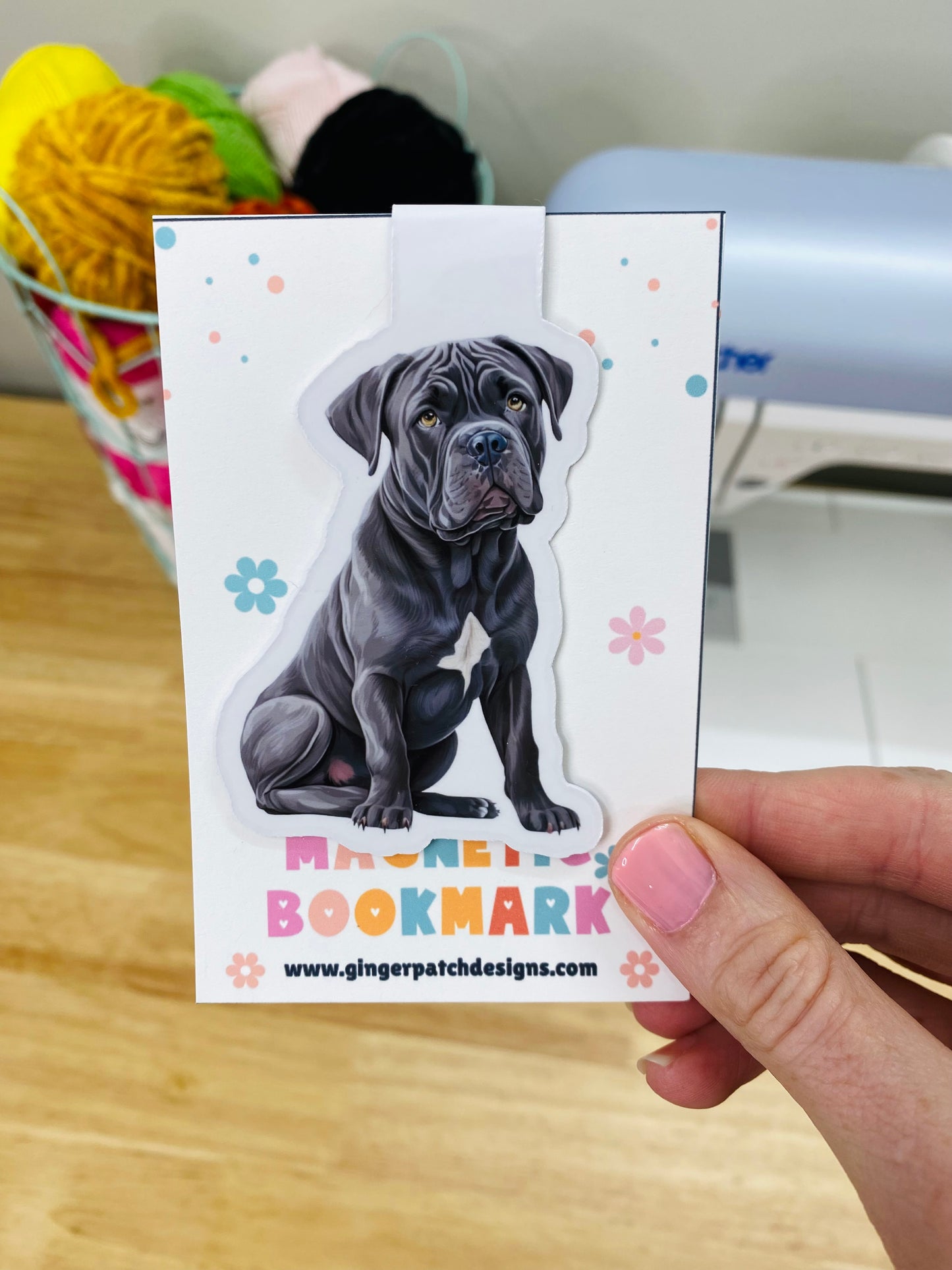 Gray Cane Corso Magnetic Bookmark