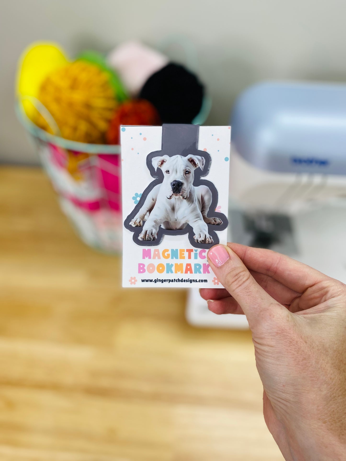 White American Bulldog Magnetic Bookmark