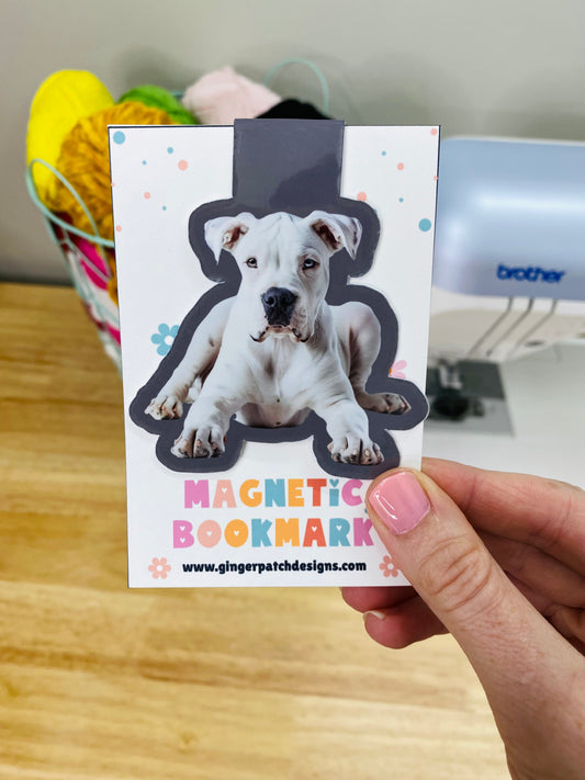 White American Bulldog Magnetic Bookmark