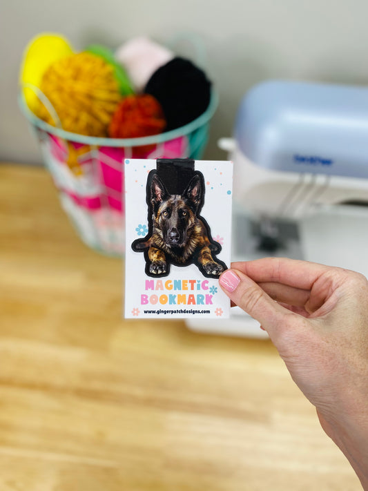 Black German Shepherd Magnetic Bookmark