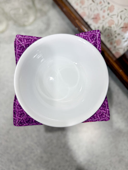 Purple Butterfly Reversible Fabric Bowl Cozy 8"