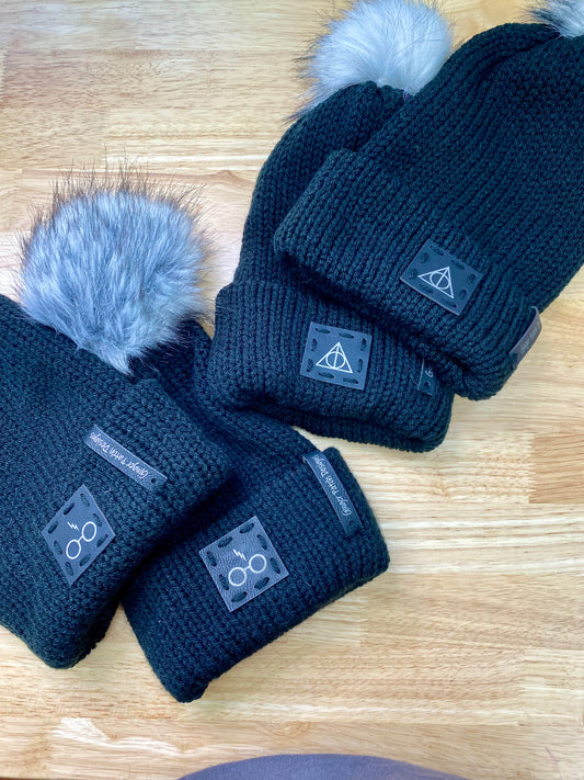 Wizard Black Knit Pom Beanie