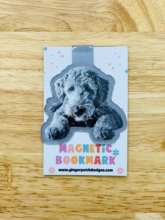 Silver Gray Doodle Magnetic Bookmark