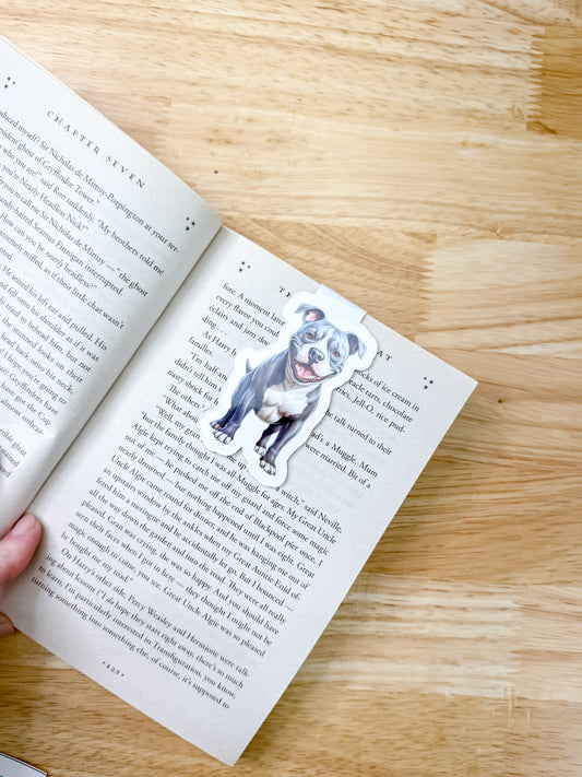 Blue Pitbull Magnetic Bookmark