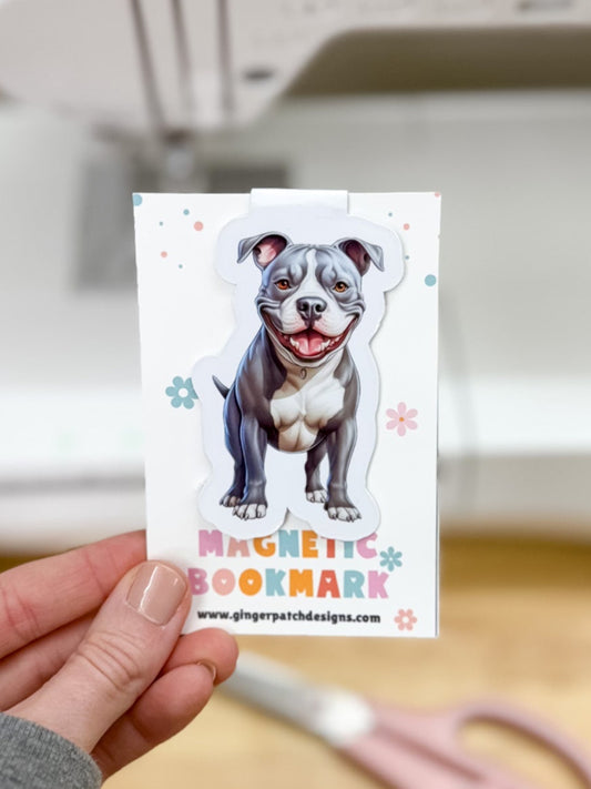 Blue Pitbull Magnetic Bookmark