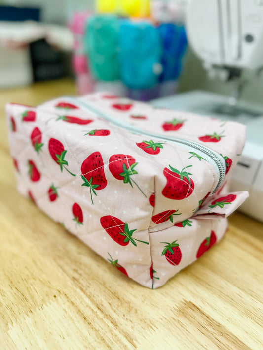 Pink Strawberry Quilted Bow Bag