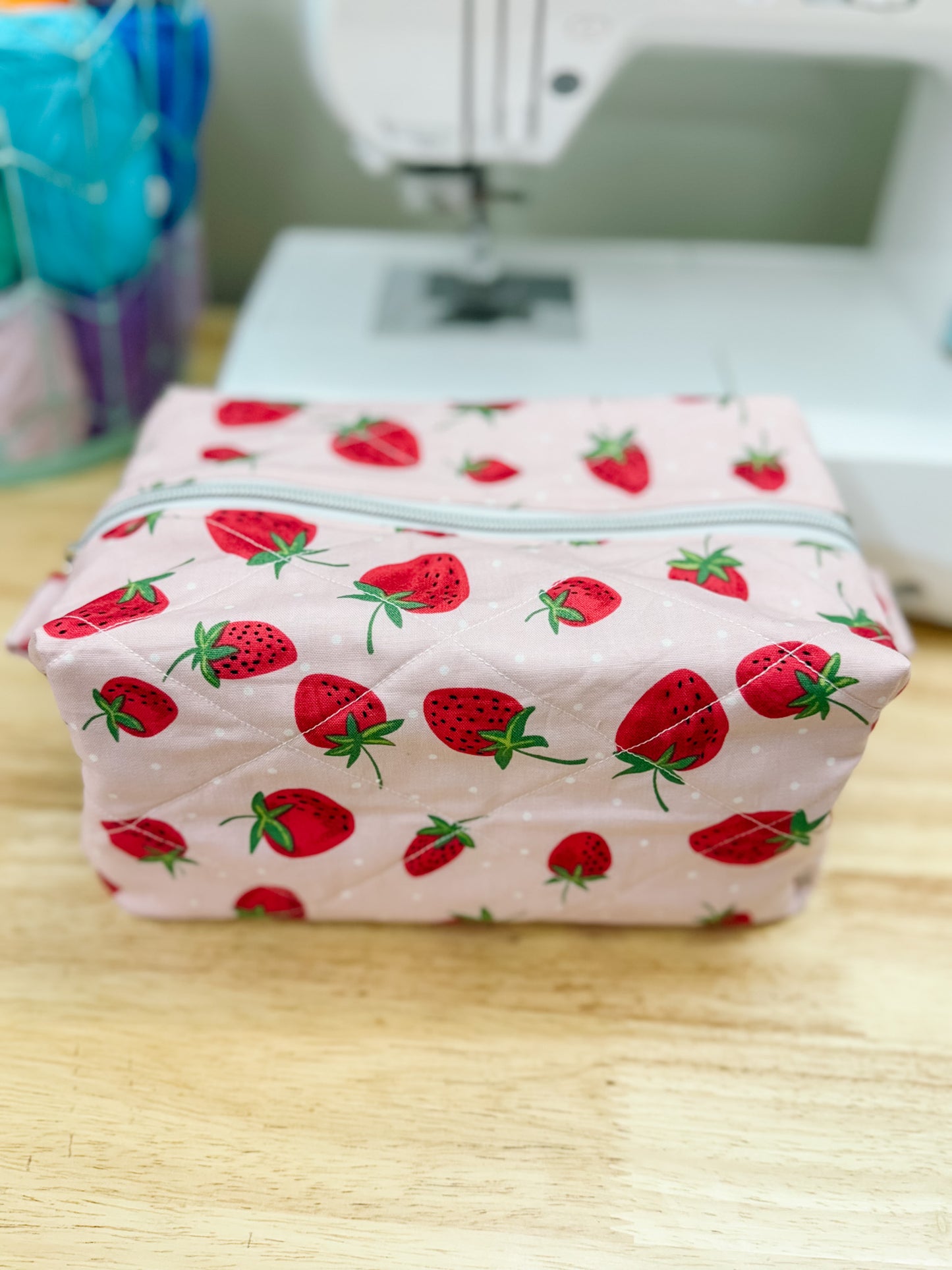 Pink Strawberry Quilted Bow Bag