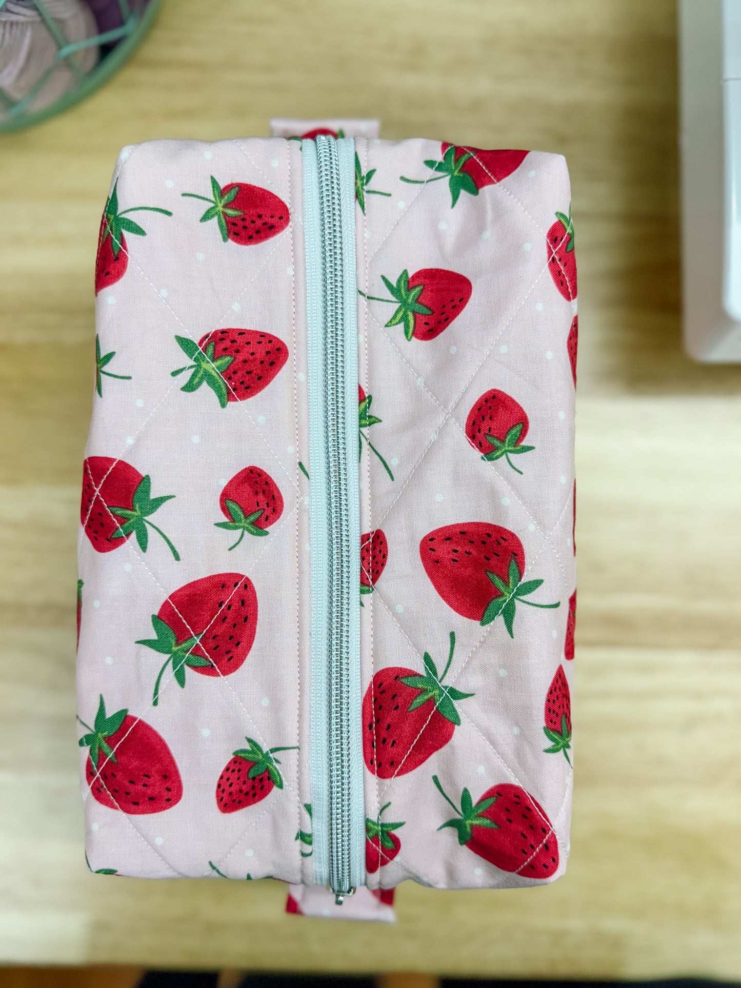 Pink Strawberry Quilted Bow Bag