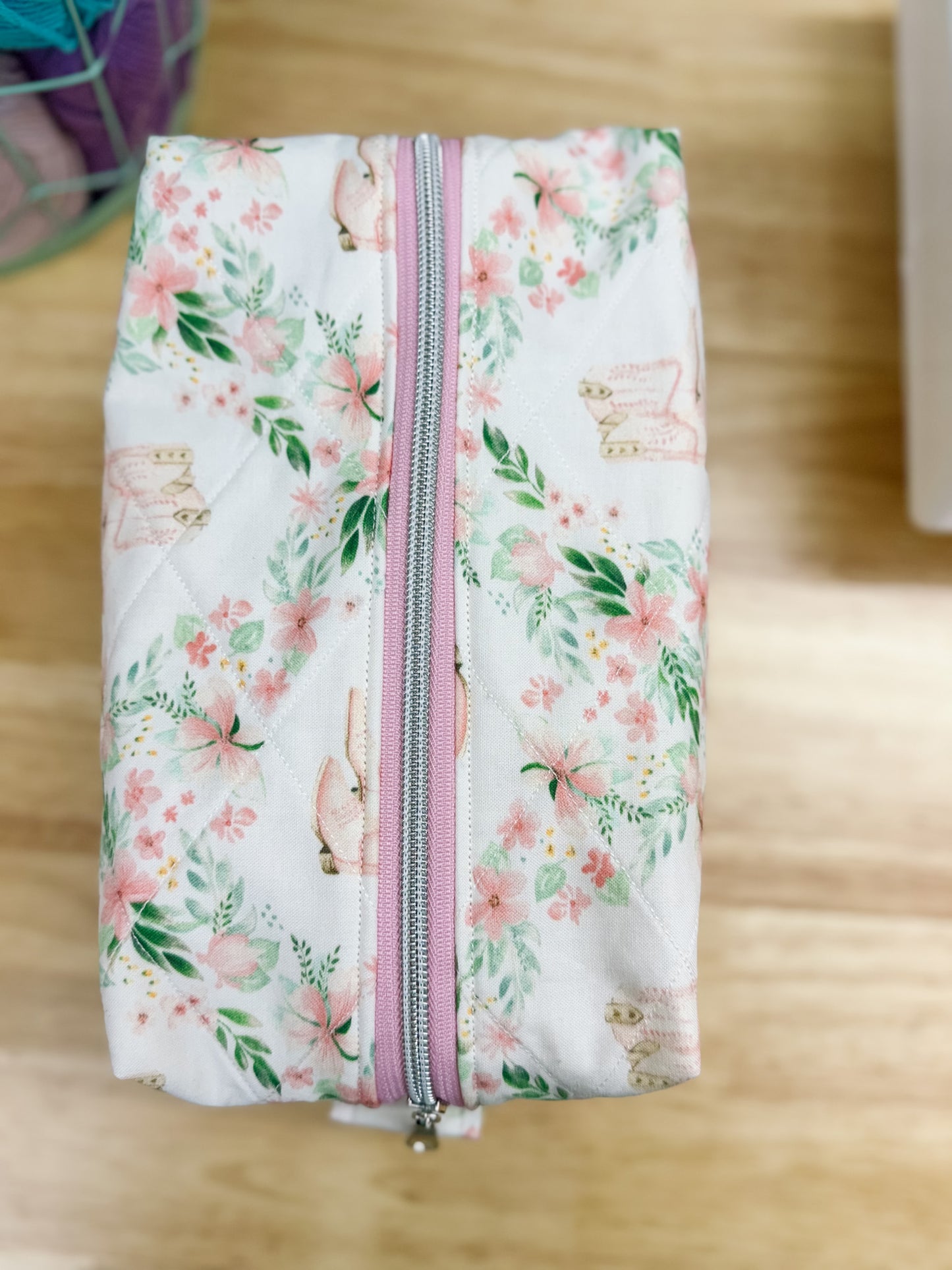 Pink Cowboy Boots & Green Floral Large Boxy Bow Bag