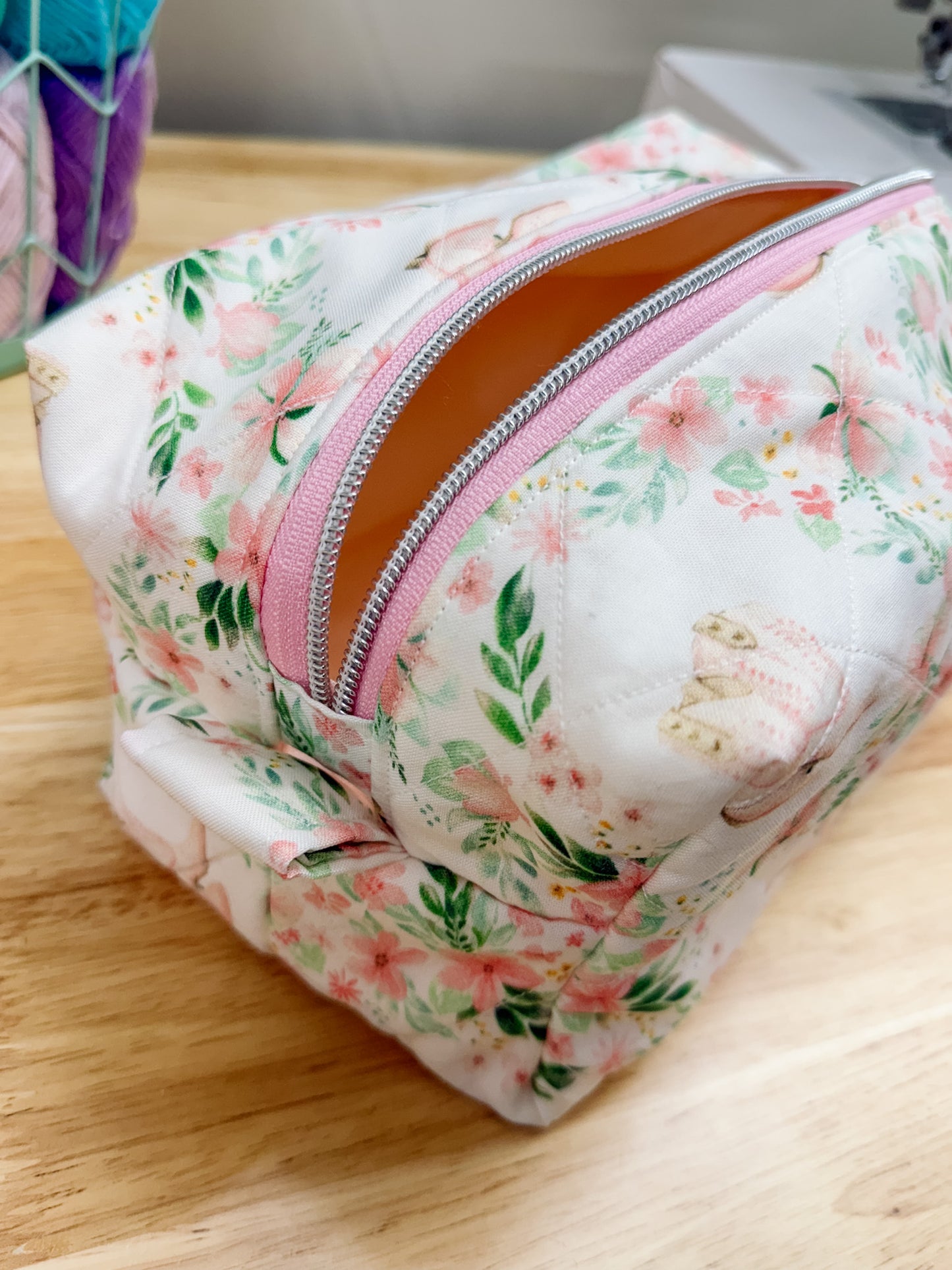 Pink Cowboy Boots & Green Floral Large Boxy Bow Bag