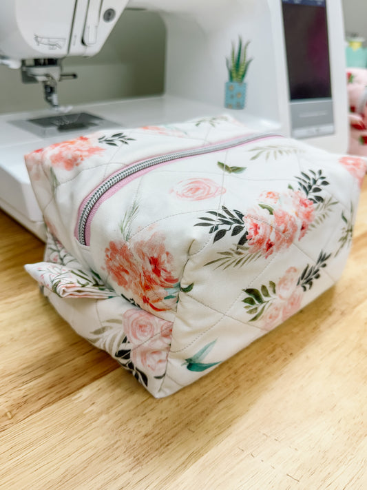 Boho Floral Blush Quilted Bow Bag