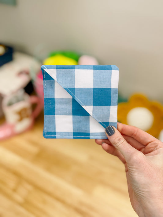 Blue Plaid Fabric Corner Bookmark