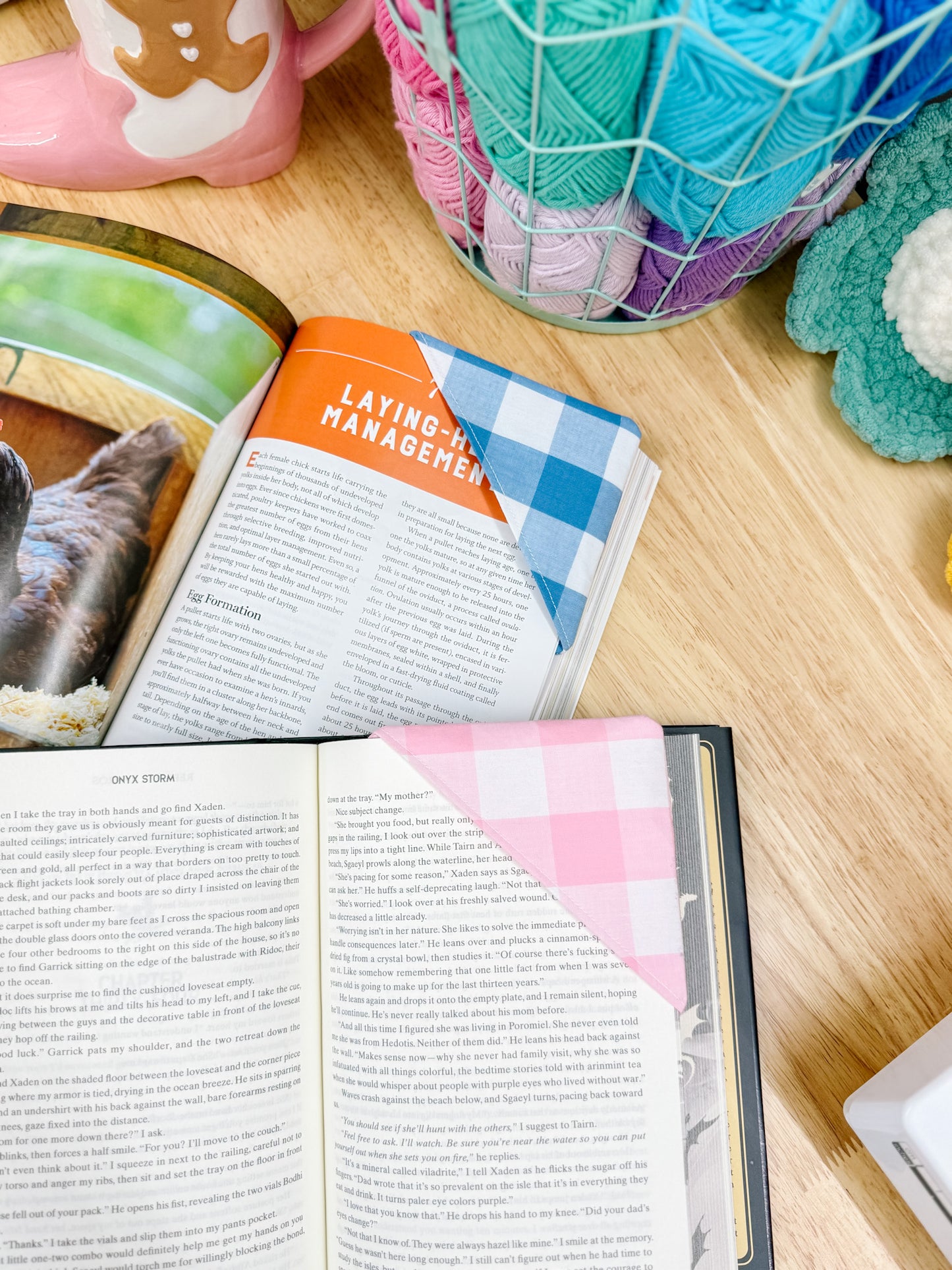 Pink Plaid Fabric Corner Bookmark