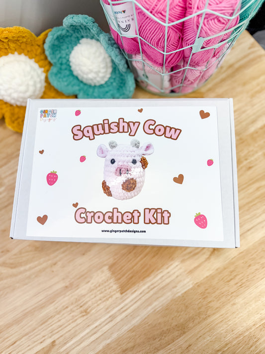 Strawberry Chocolate Squishy Cow Crochet Kit
