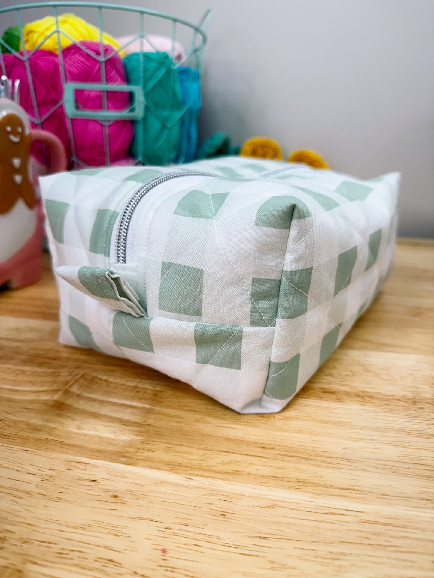 Green Plaid Jumbo Quilted Boxy Bag