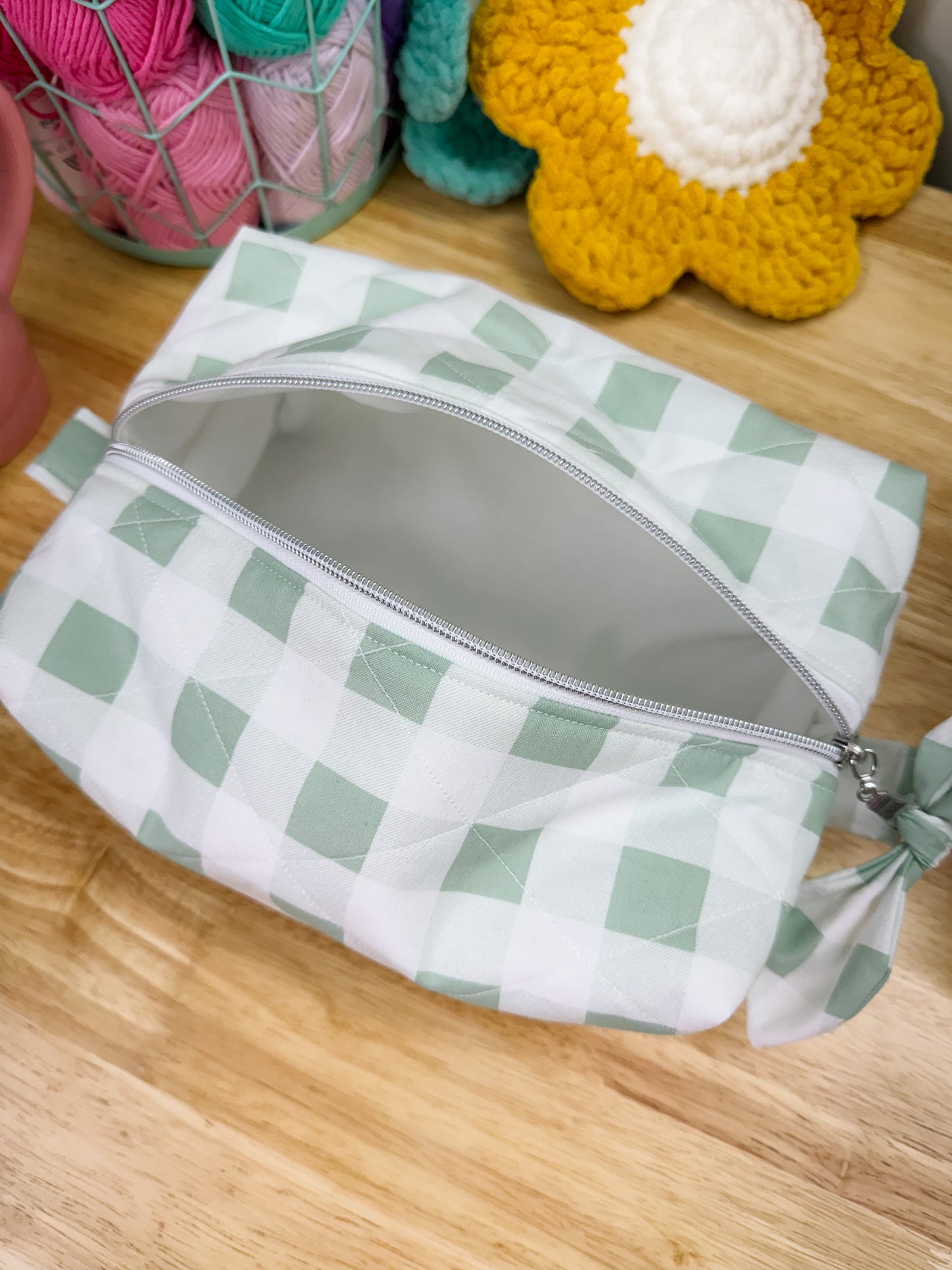 Green Plaid Jumbo Quilted Boxy Bag