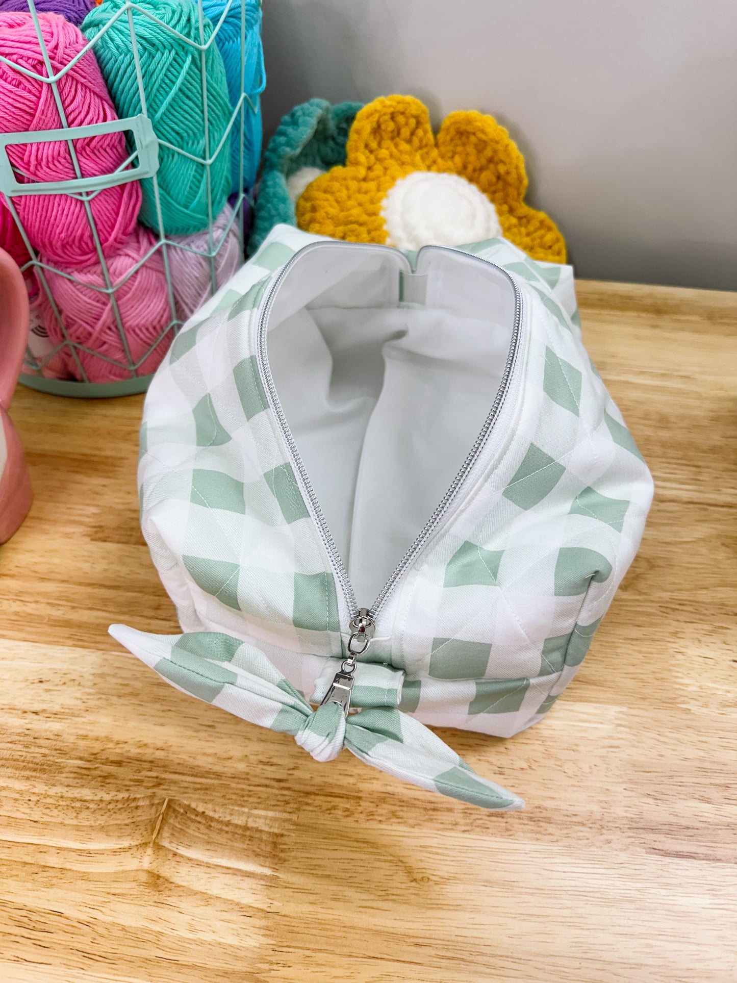 Green Plaid Jumbo Quilted Boxy Bag