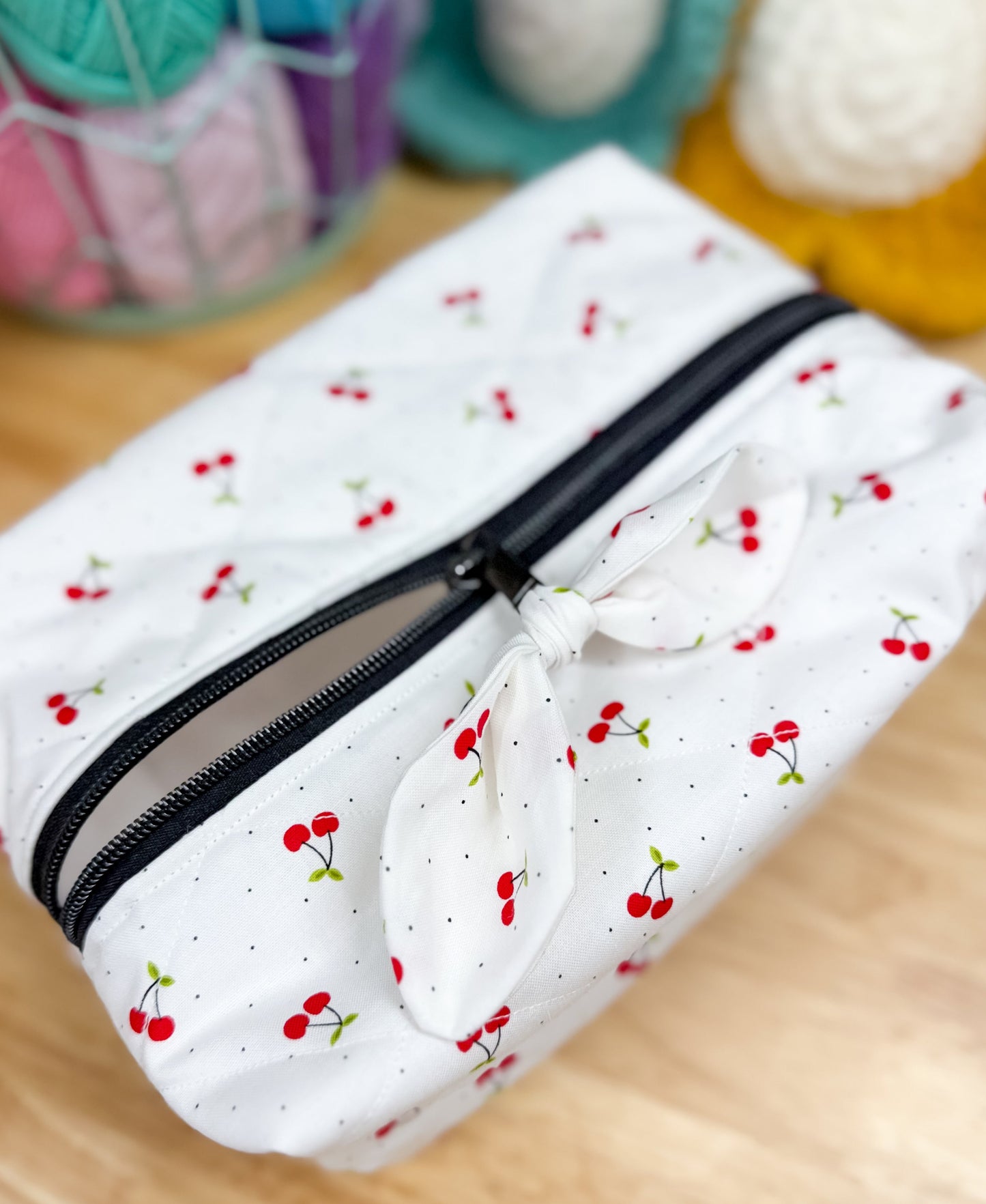Red Cherry Dot Large Quilted Boxy Bag
