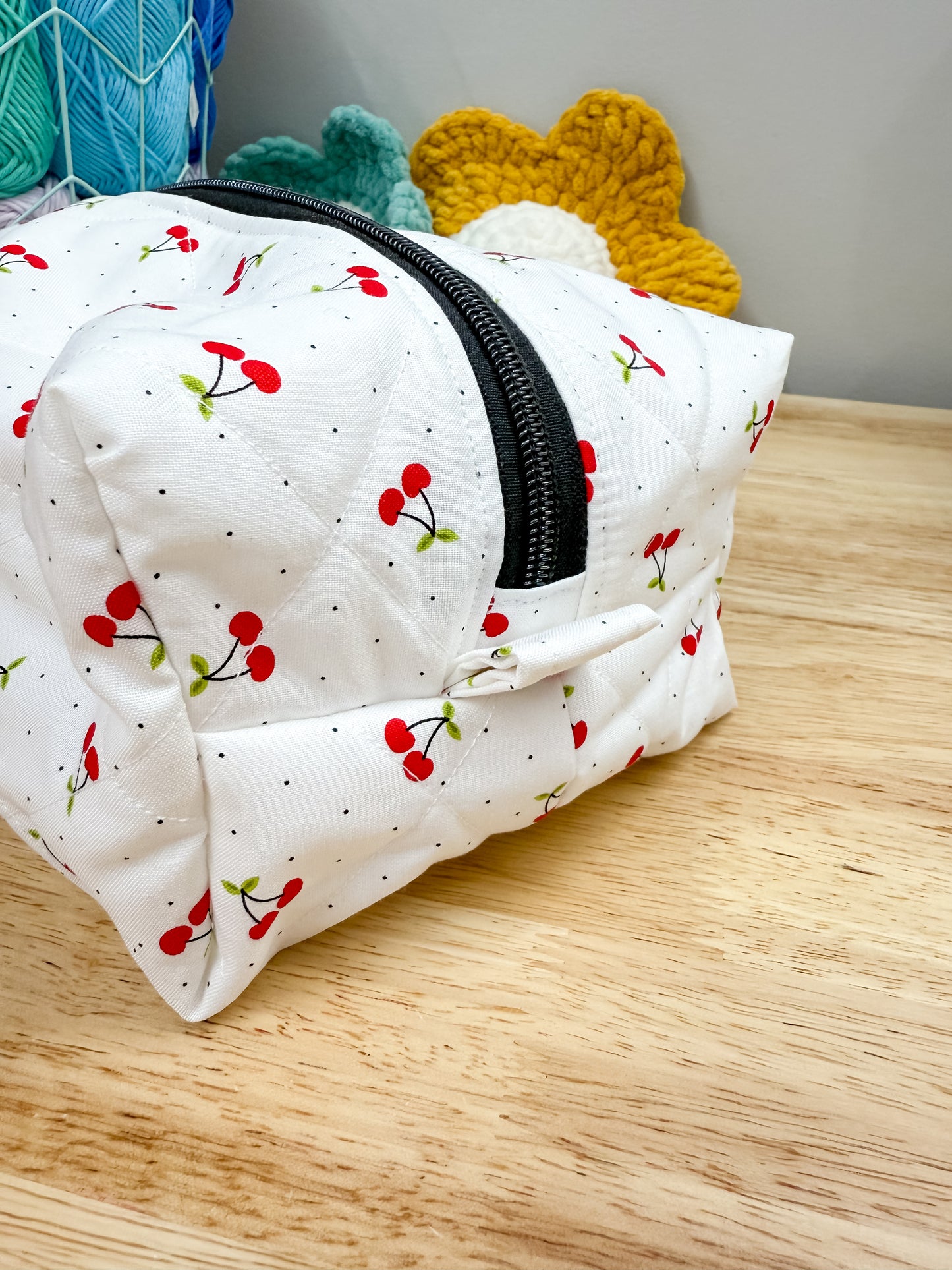 Red Cherry Dot Large Quilted Boxy Bag