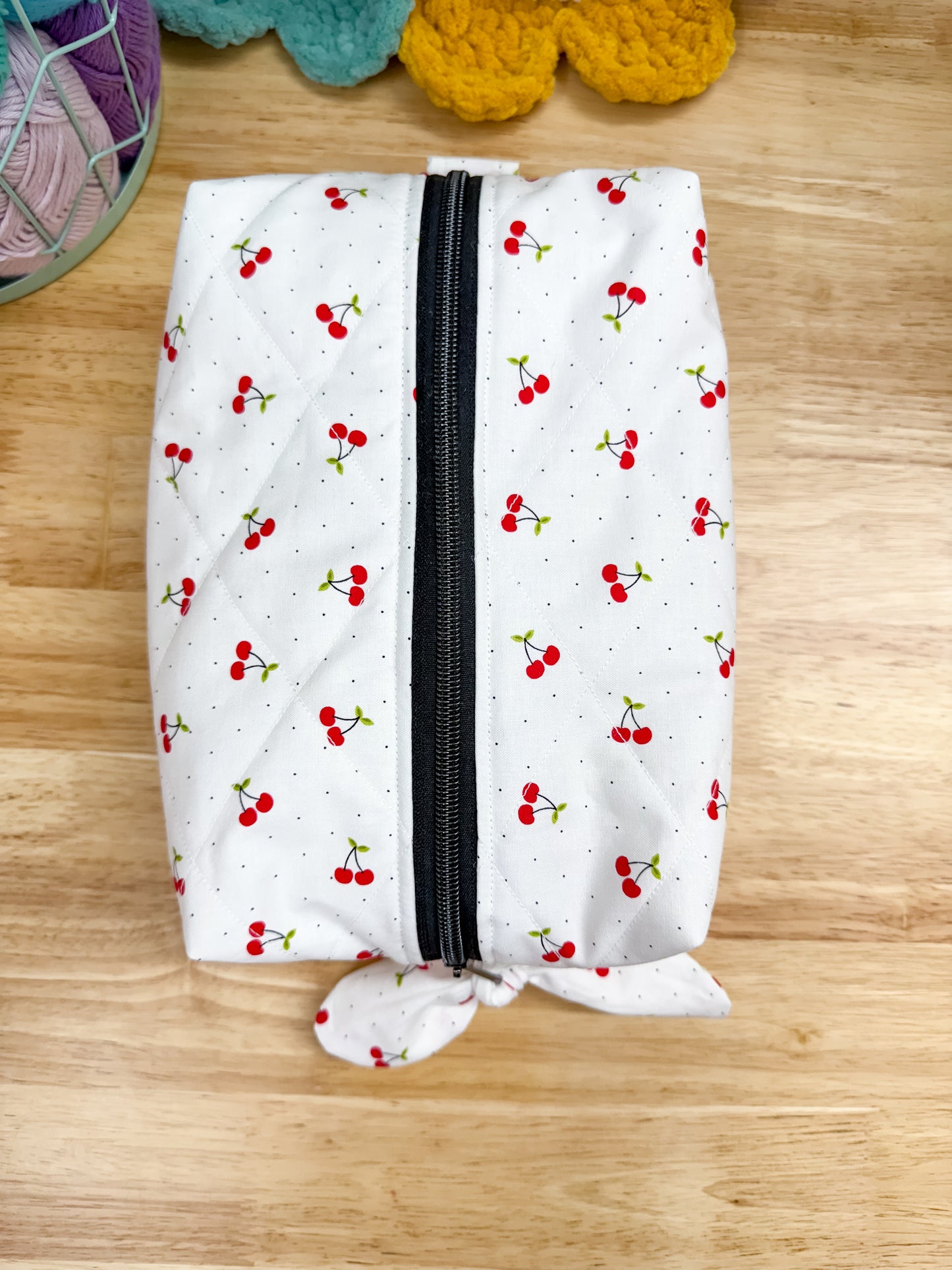Red Cherry Dot Large Quilted Boxy Bag