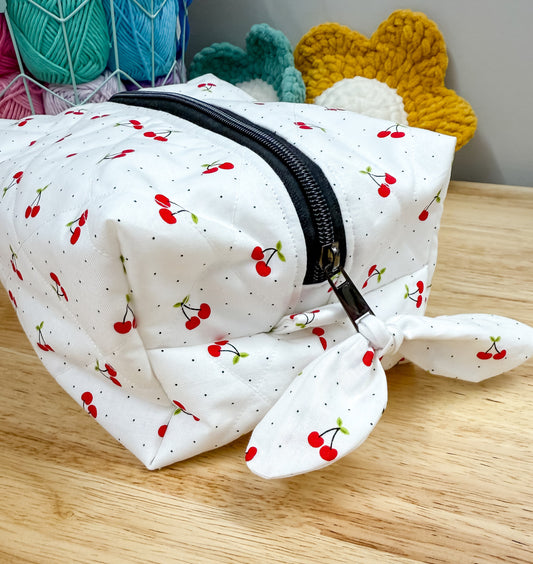 Red Cherry Dot Large Quilted Boxy Bag