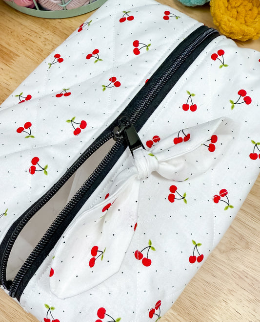 Red Cherry Dot Large Quilted Boxy Bag