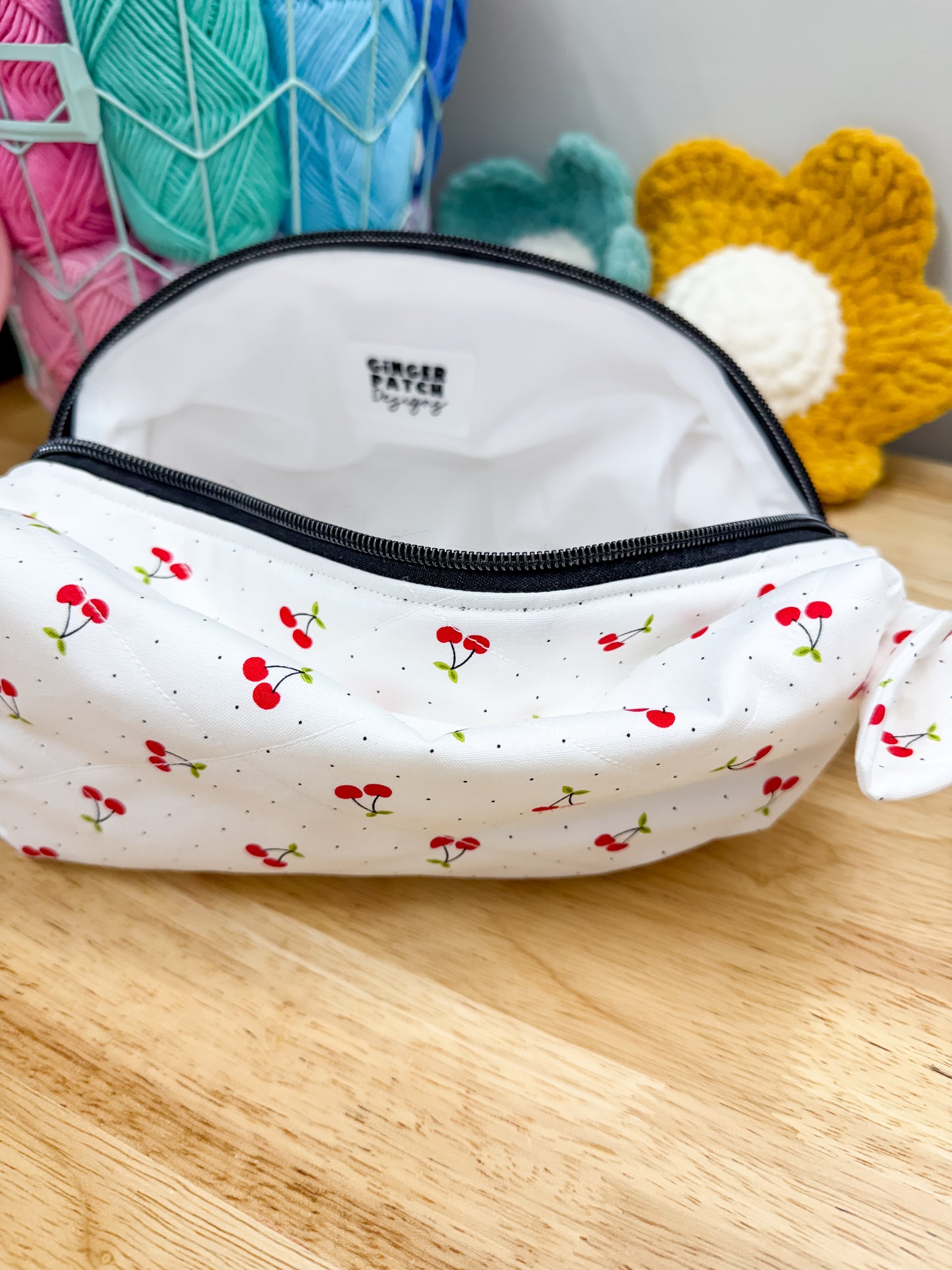 Red Cherry Dot Large Quilted Boxy Bag