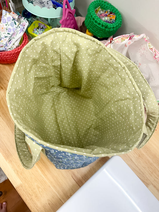 Hazel Quilted Tote Bag Blue Ditsy Floral