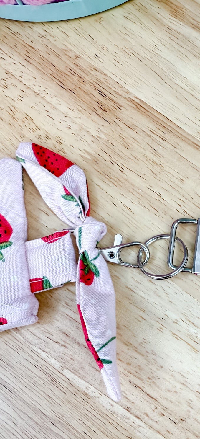 Pink Strawberry Bow Keychain Wallet
