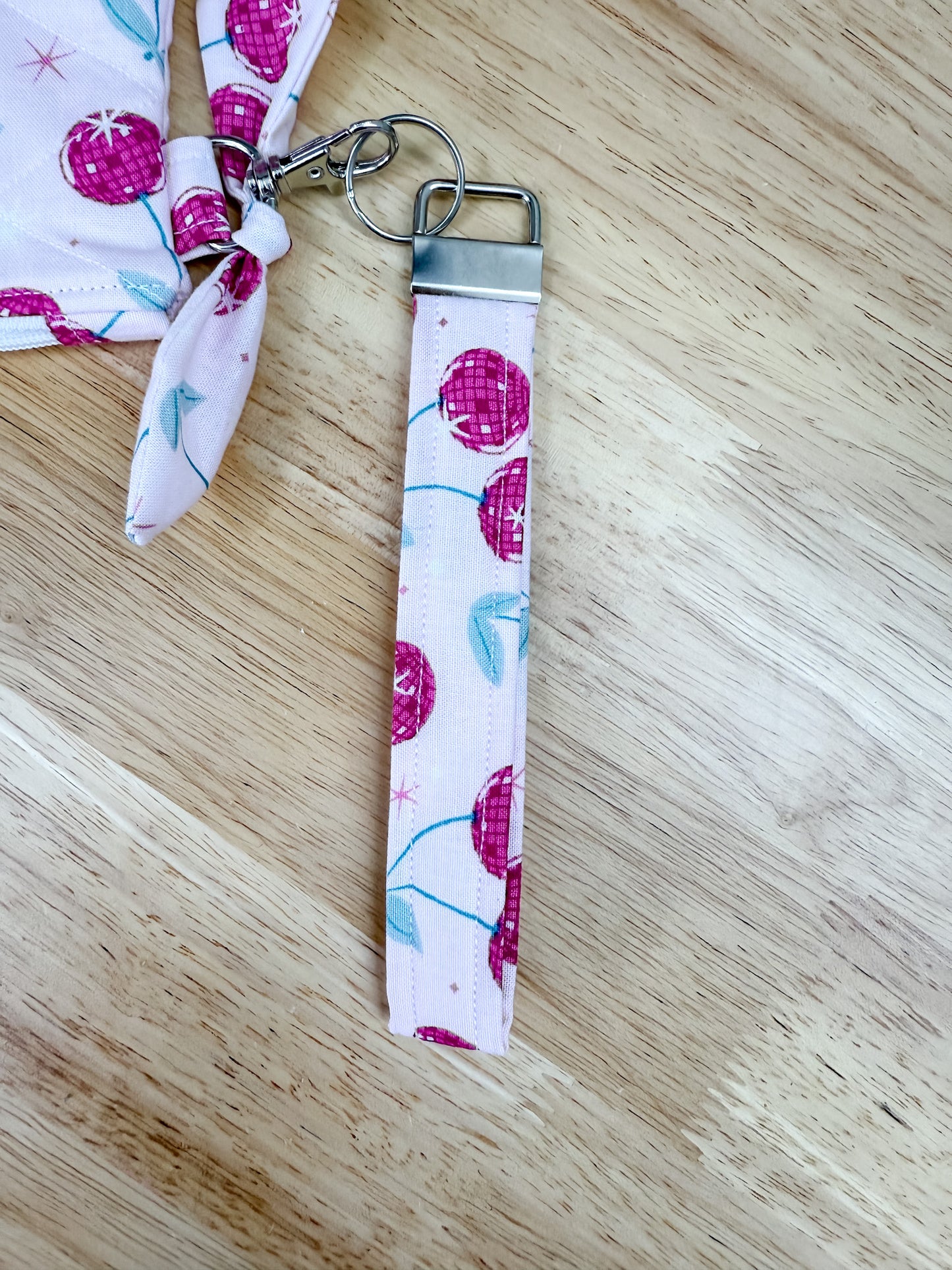 Cherry Boho Fabric Keychains
