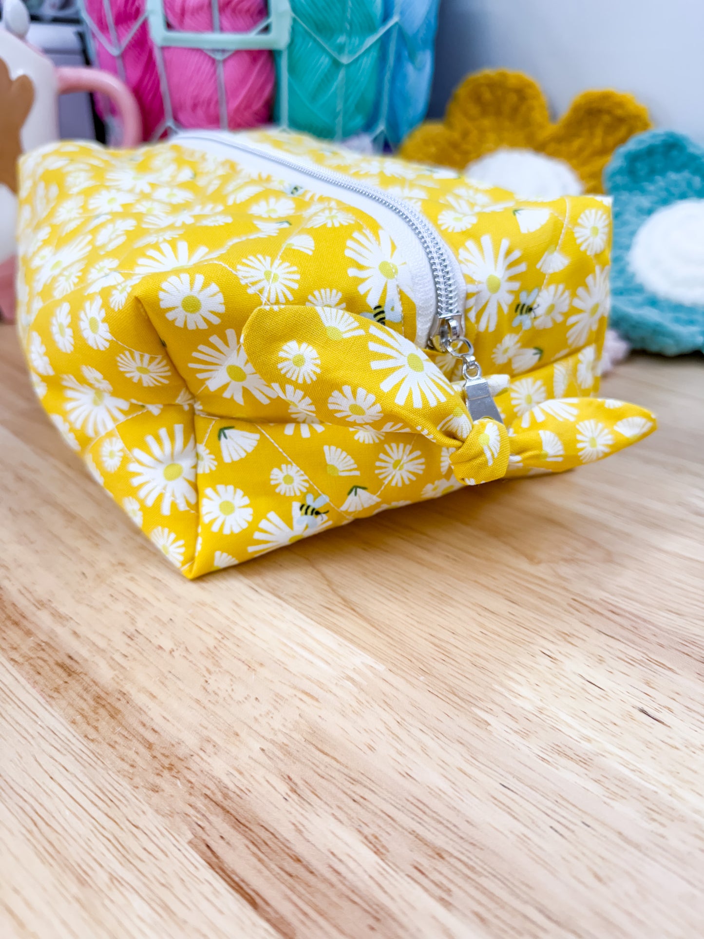 Yellow Bee Large Quilted Bow Bag