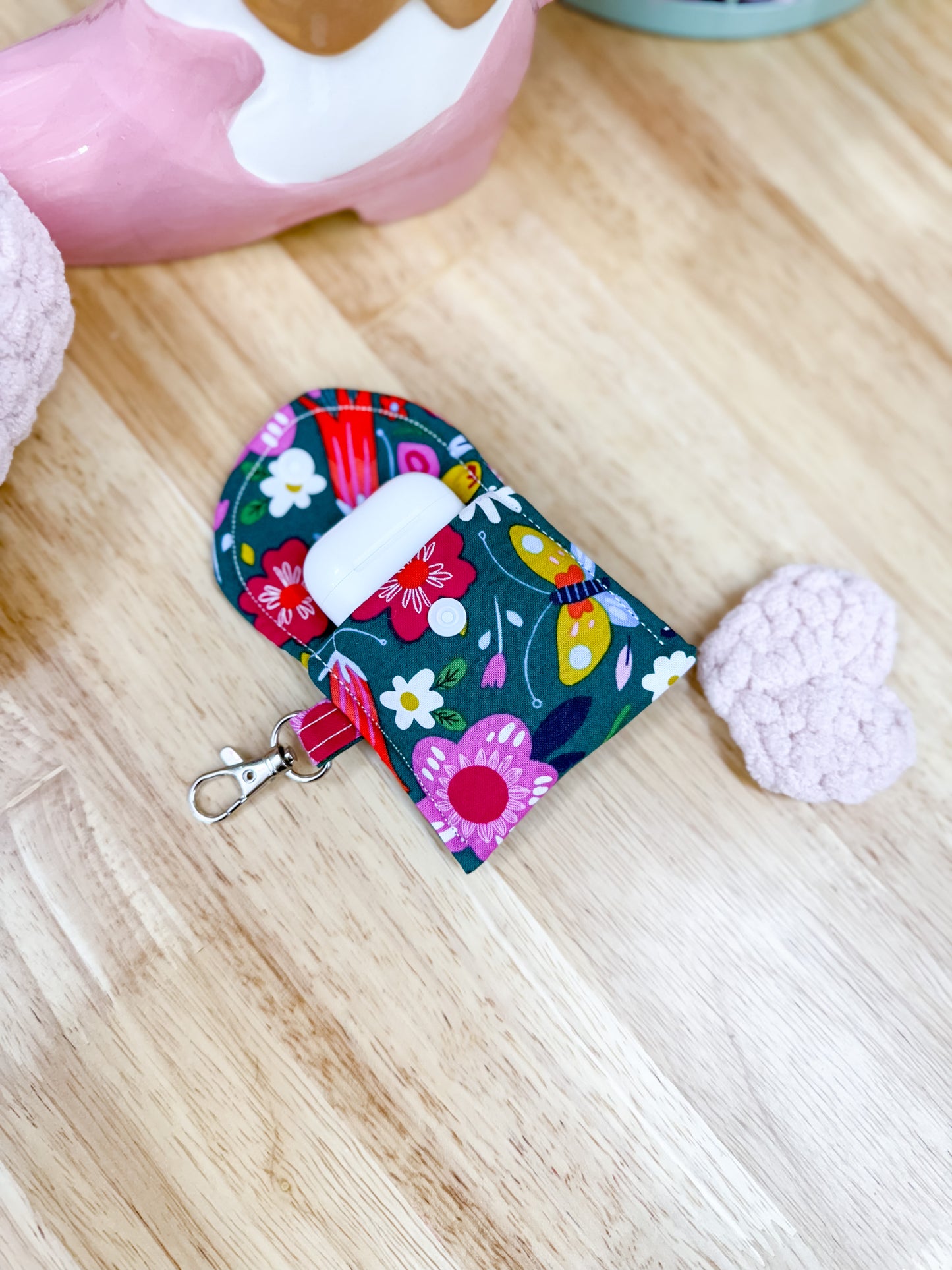 Fabric AirPods Case Keychain