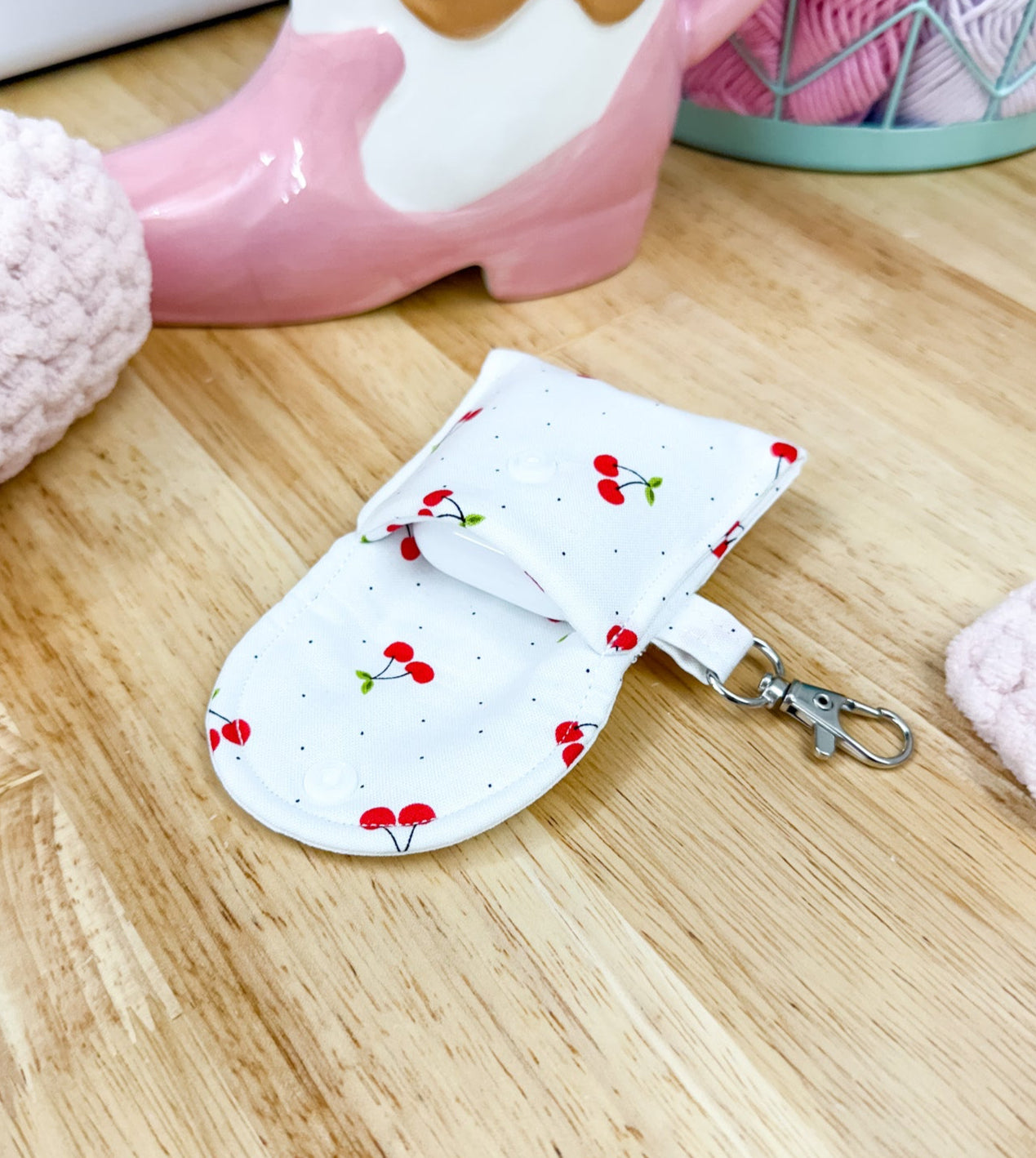 Fabric AirPods Case Keychain