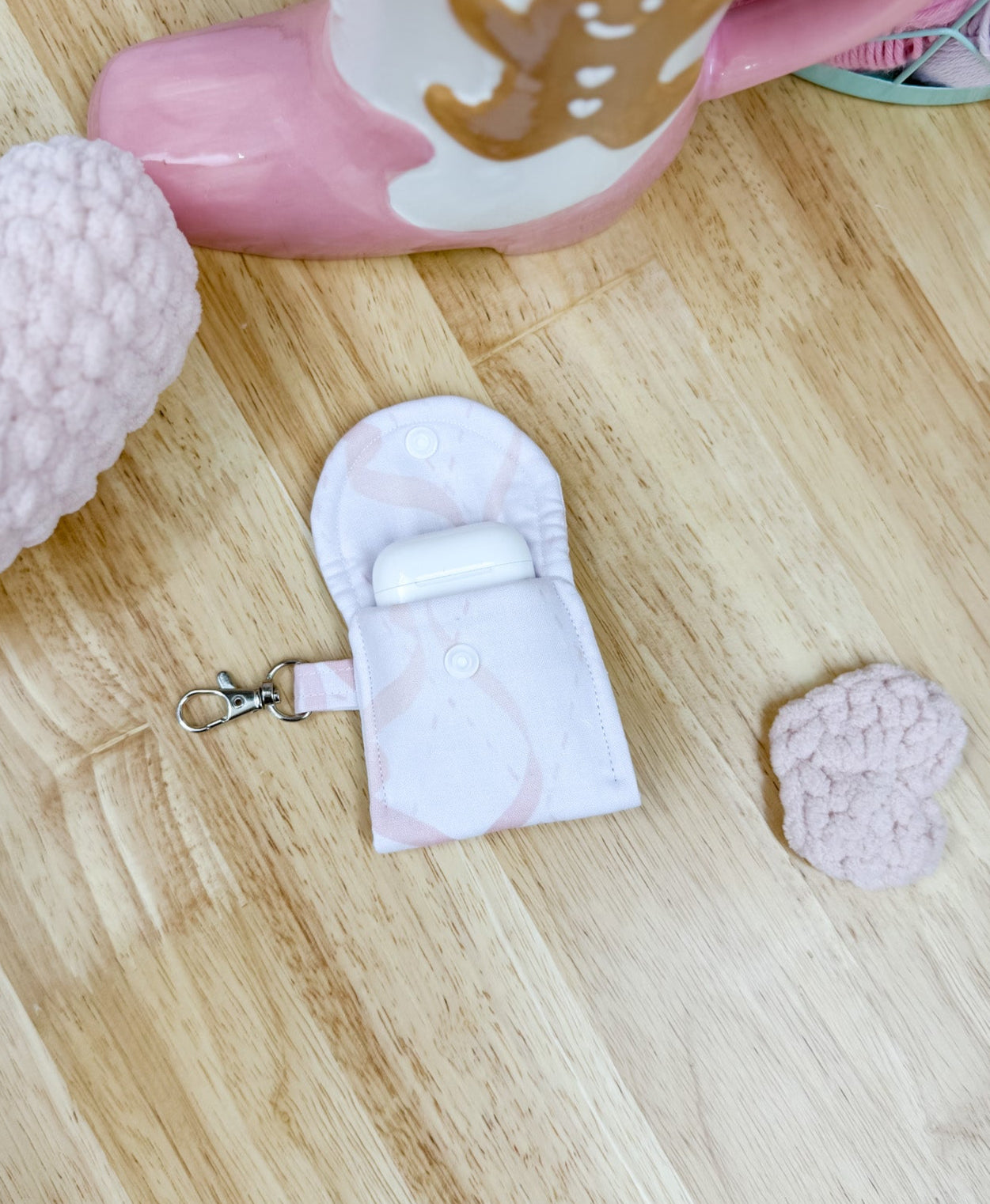 Fabric AirPods Case Keychain