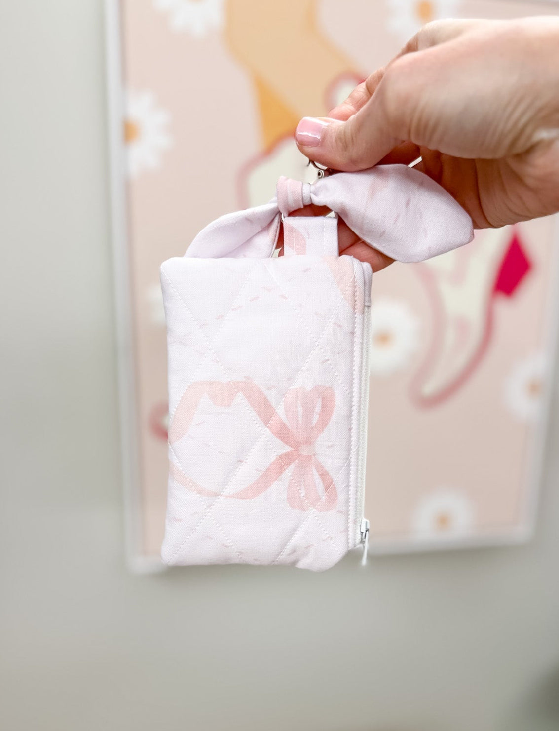 Pink Coquette Bows Makeup Bag Accessories Set