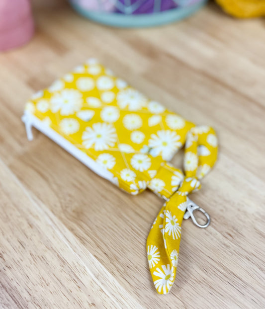 Yellow Bee Quilted Bow Keychain Wallet