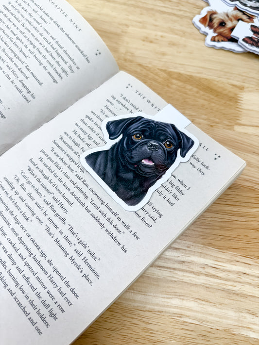 Black Pug Dog Magnetic Bookmark